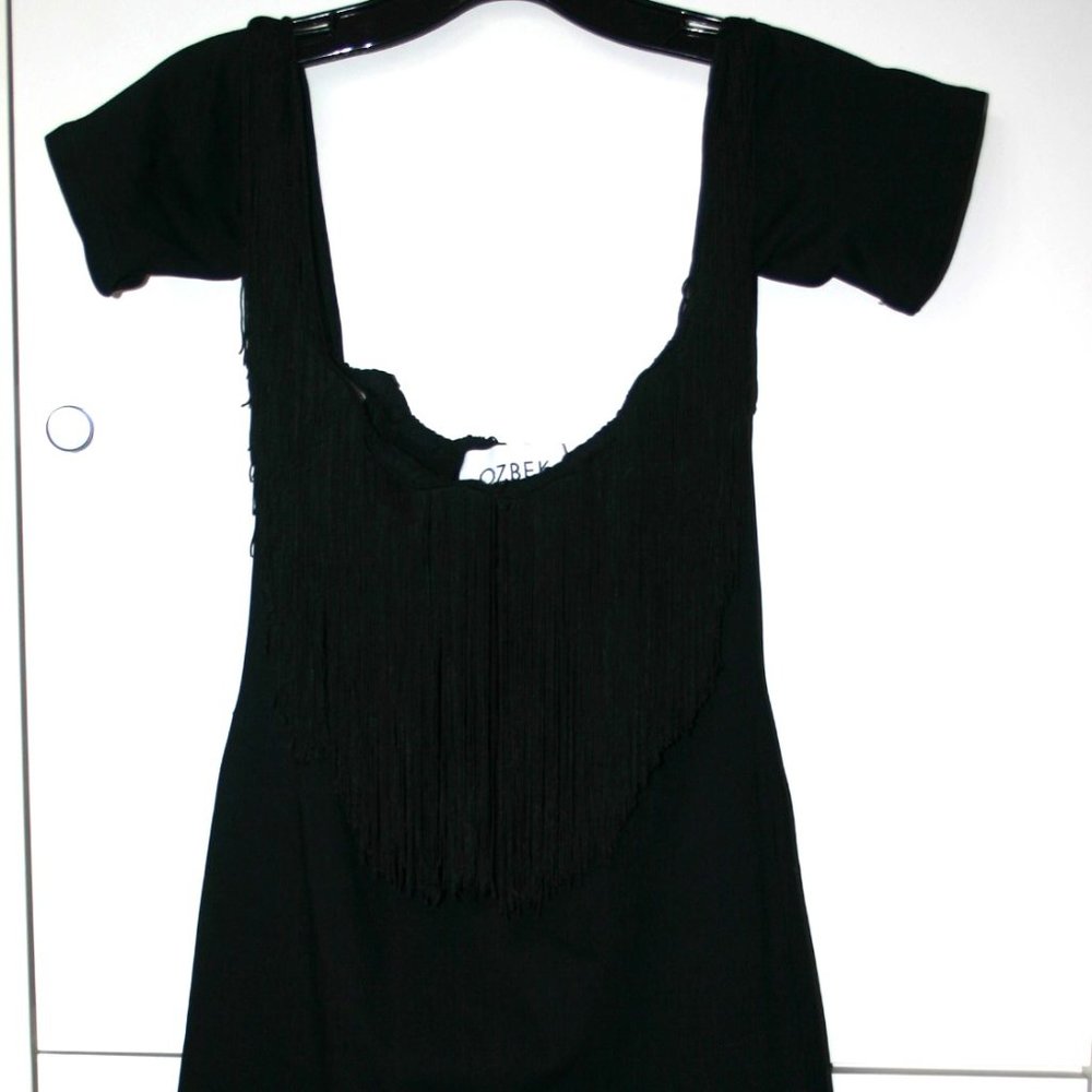 OZBEK Black Fringe Cocktail/Party Dress Made in Italy Size 6 Vintage Worn Once - Picture 5 of 12
